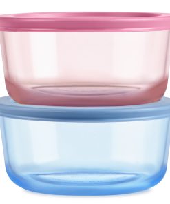 Pyrex Simply Store Tinted Glass 4-cup Round Storage Containers, 4-pc Set, Mixed Colors