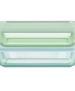 Pyrex Simply Store Tinted Glass 3-cup Rectangle Storage Containers, 4-pc Set, Mixed Colors