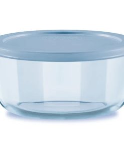Pyrex Simply Store Tinted 4-cup Round Storage with Blue Plastic Lid